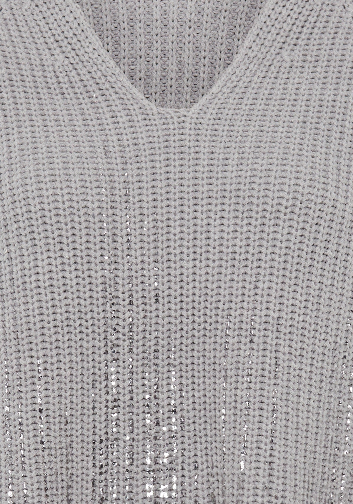 V-Neck Sweater with Silver Foil Embellishment