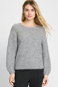 V-Neck Sweater with Silver Foil Embellishment