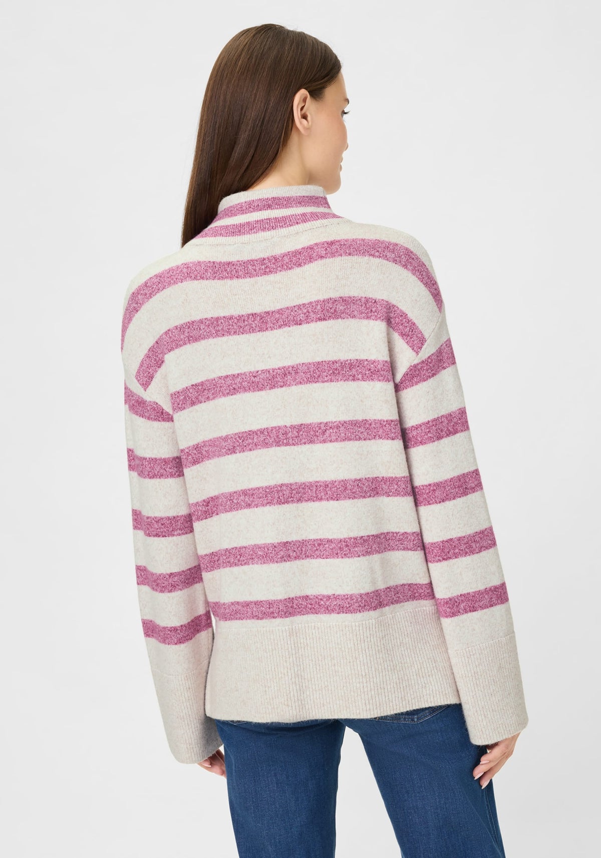 Striped 1/4 Zip Mock Neck Sweater