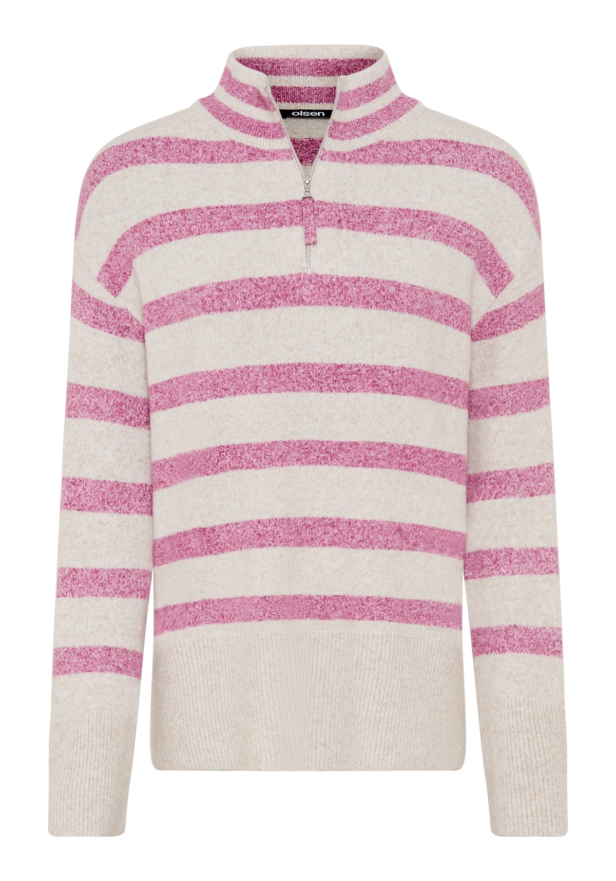 Striped 1/4 Zip Mock Neck Sweater