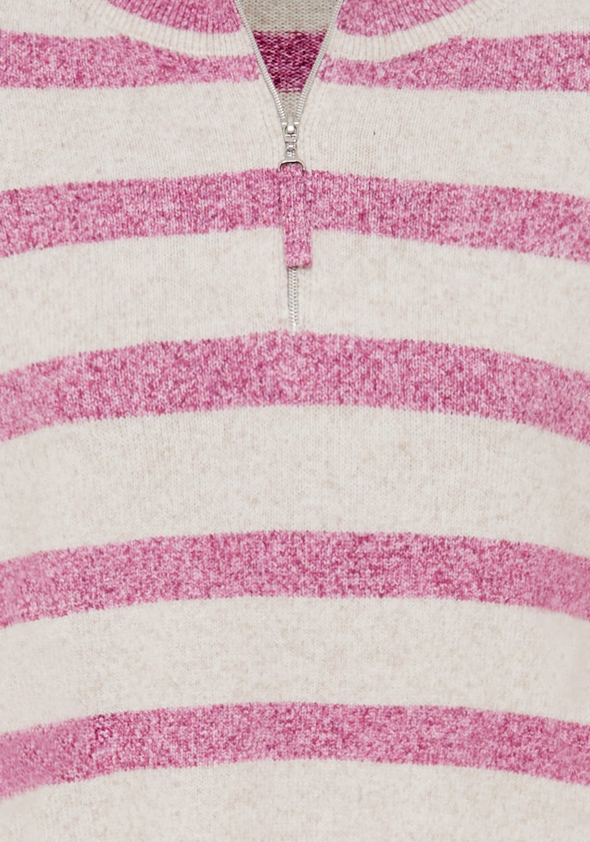 Striped 1/4 Zip Mock Neck Sweater