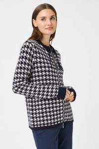 Houndstooth Zip Front Cardigan