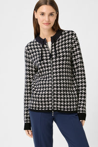 Longline Houndstooth Statement Cardigan