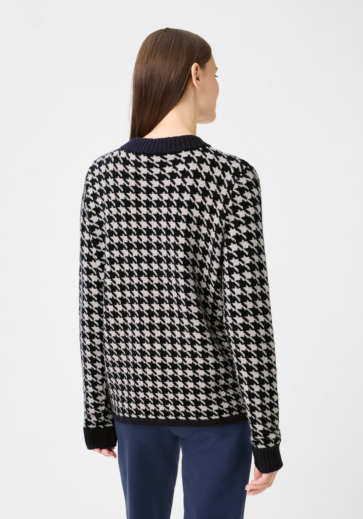 Houndstooth Zip Front Cardigan
