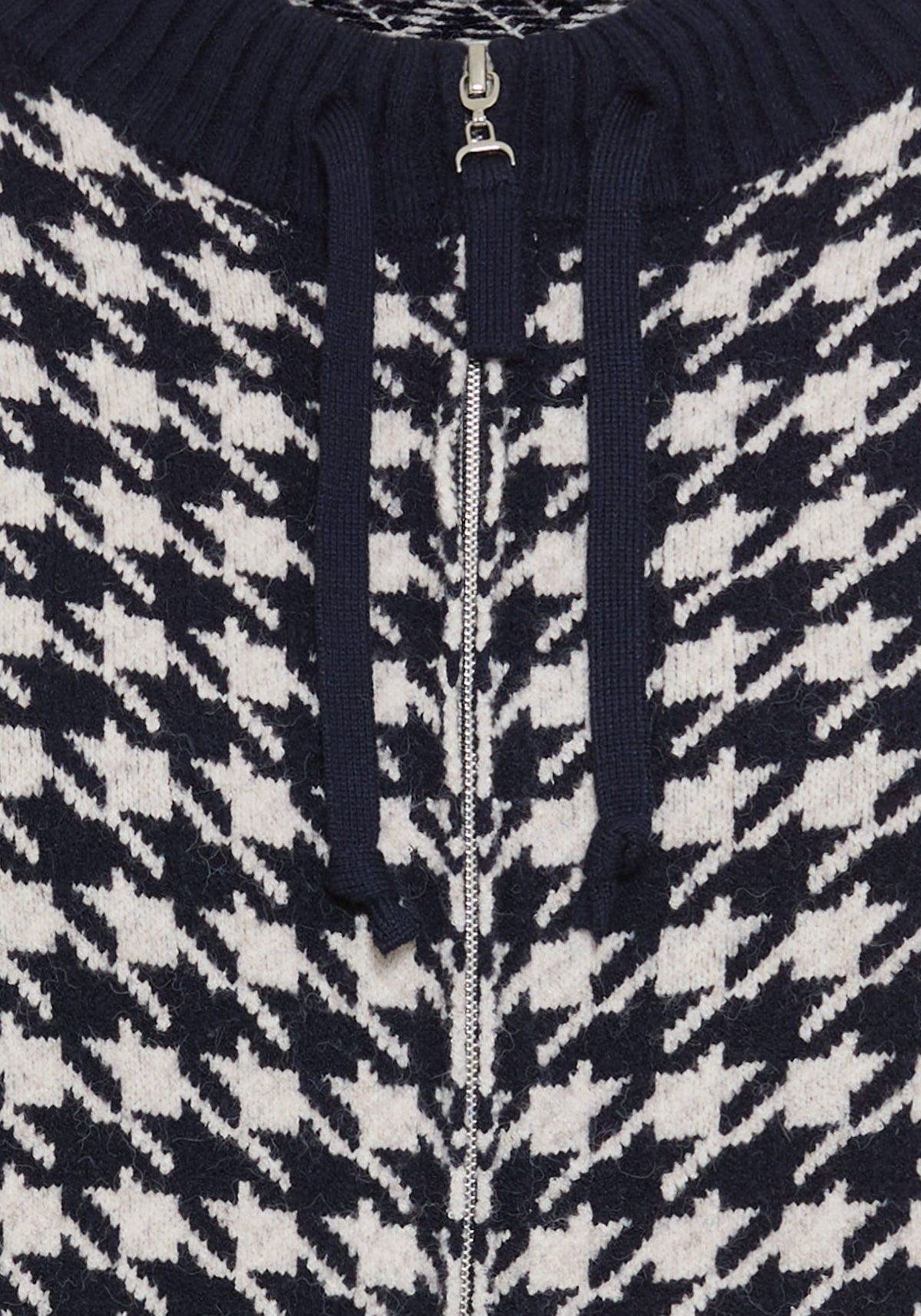 Houndstooth Zip Front Cardigan