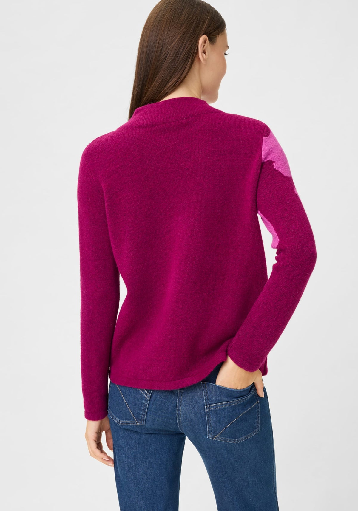 Floral Intarsia Mock Neck Sweater