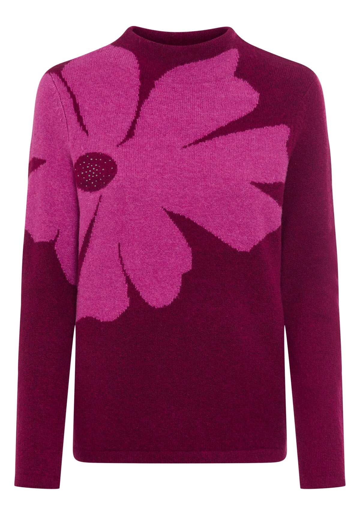 Floral Intarsia Mock Neck Sweater