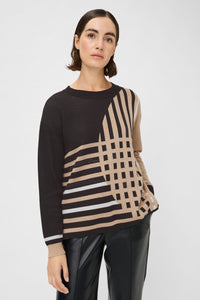 Graphic Scarf with Frayed Edge