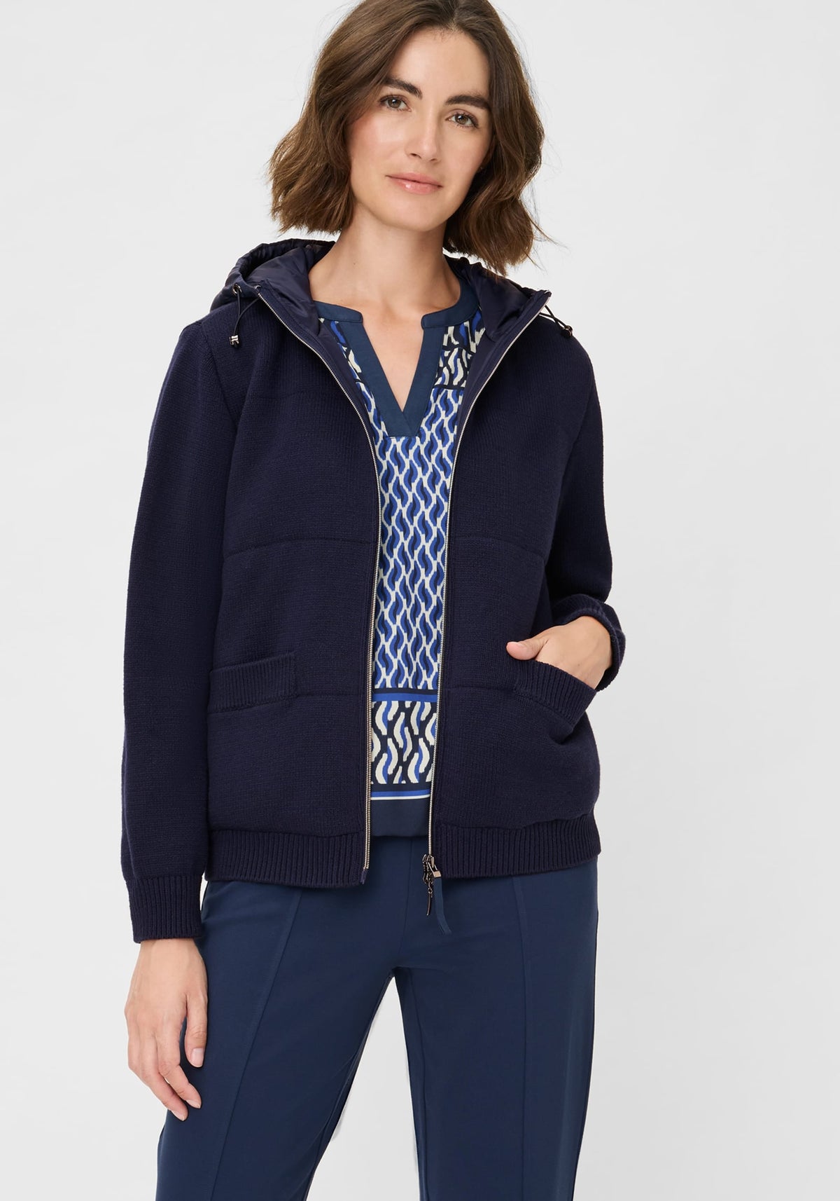 Heavy Zip Front Hooded Cardigan