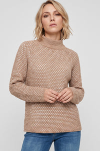 Chenille Lattice Mock Neck Sweater