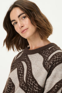 Abstract Modern Animal Feather Knit Pull-Over