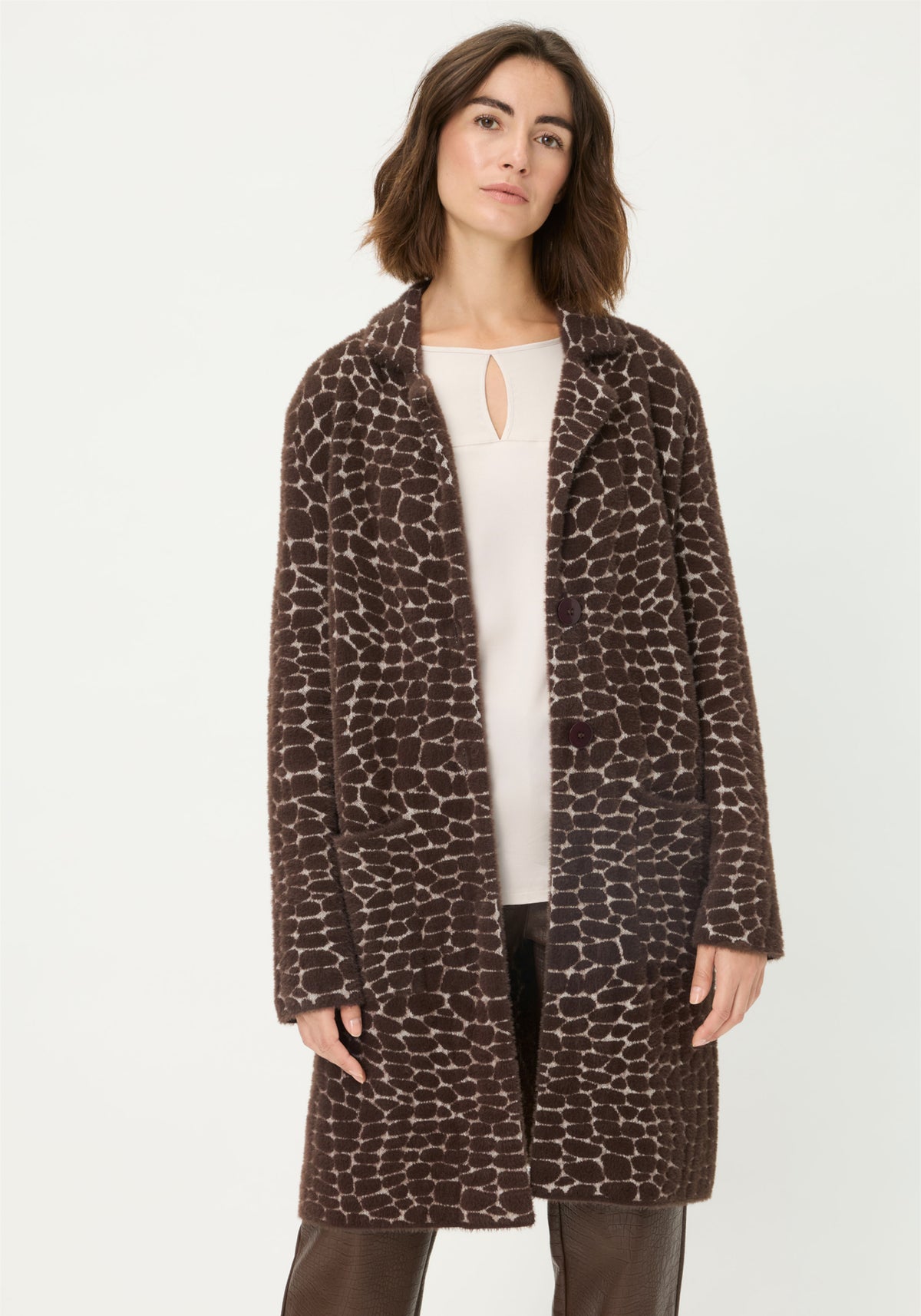 Longline Modern Animal Feather Coatigan