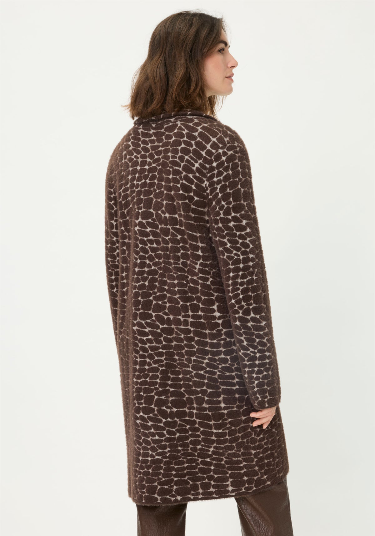 Longline Modern Animal Feather Coatigan