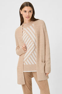 Cardigan long avec bordure en tricot torsadé