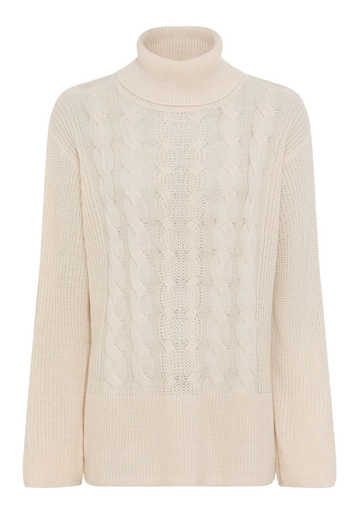 Col roulé classique en maille torsadée