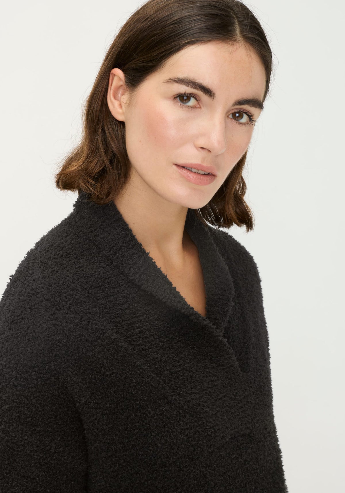 Pull à col châle en peluche