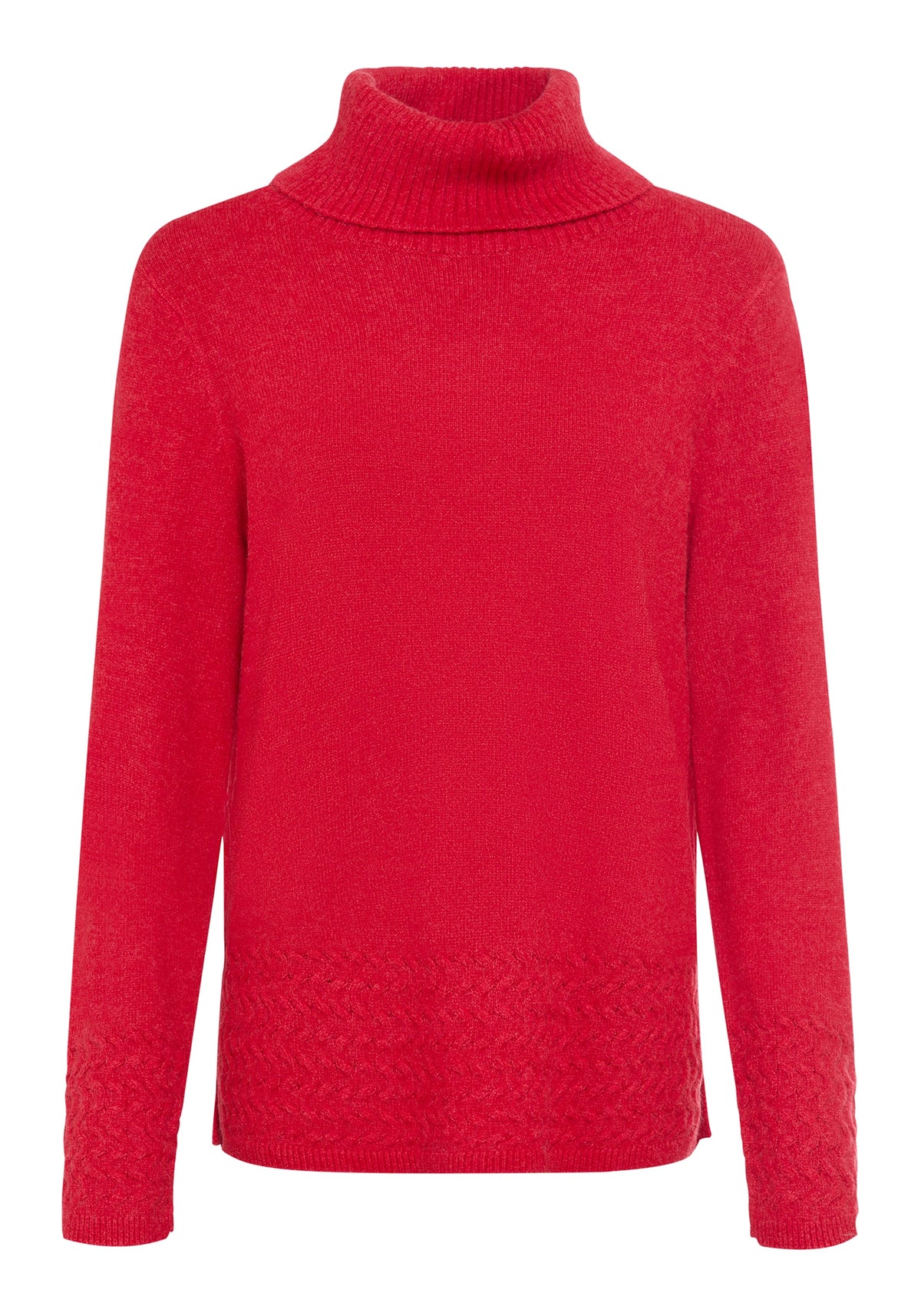 Pull à col cheminée avec bordures en tricot torsadé