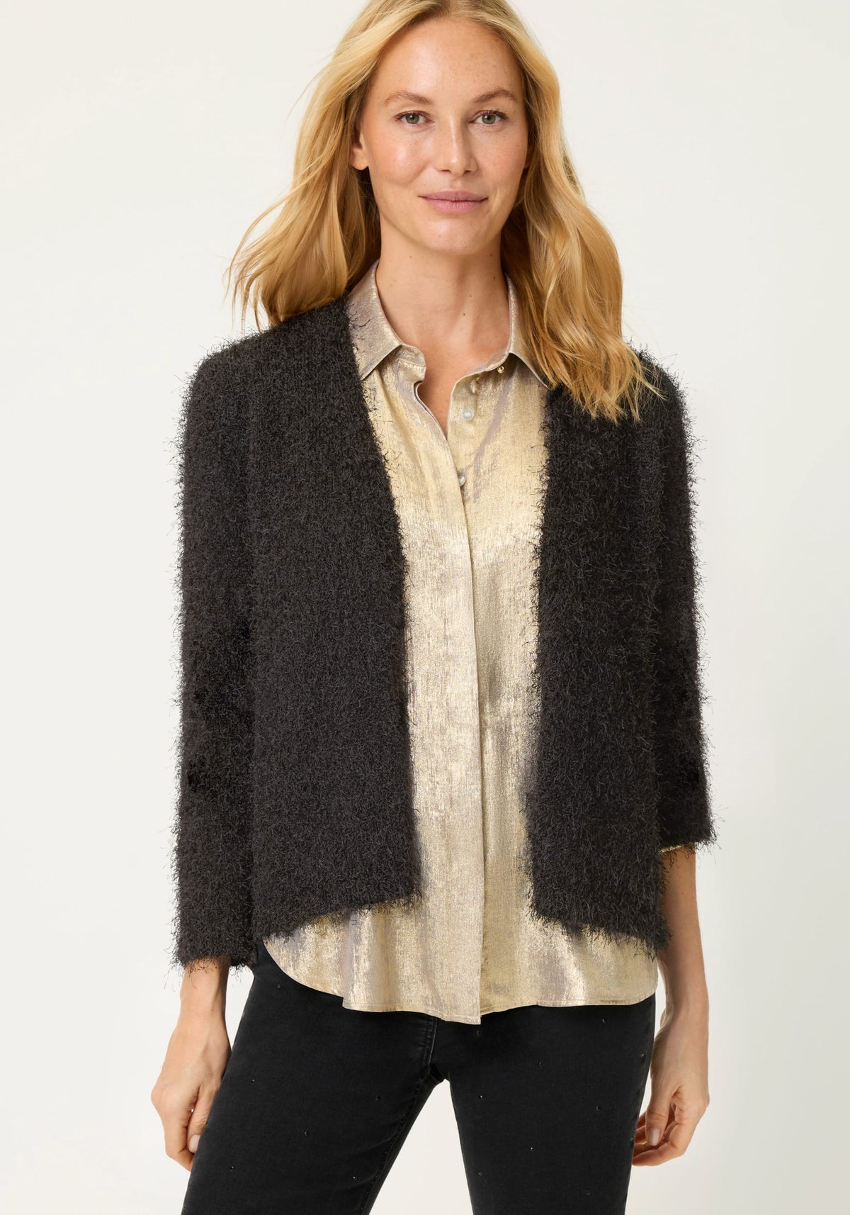 Cardigan croisé en fil de plumes