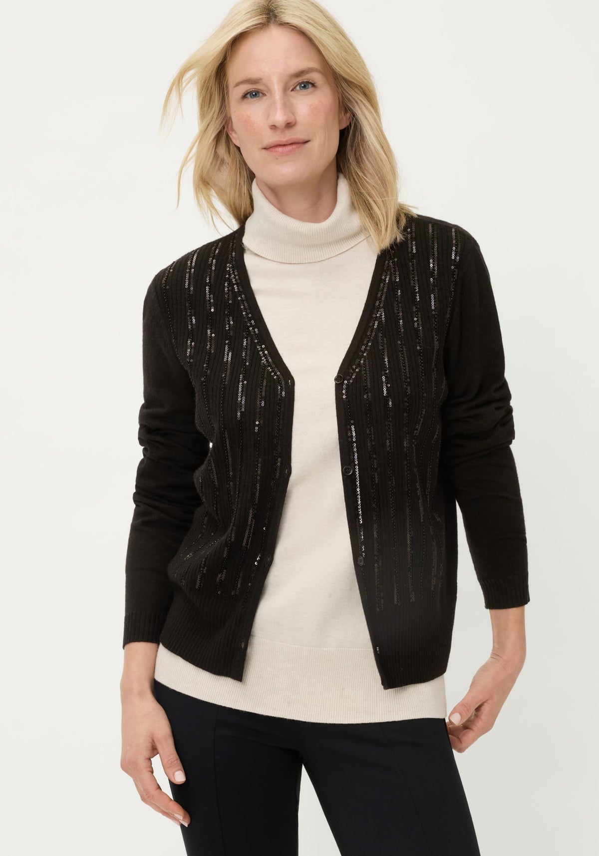 Cardigan en tricot côtelé avec paillettes