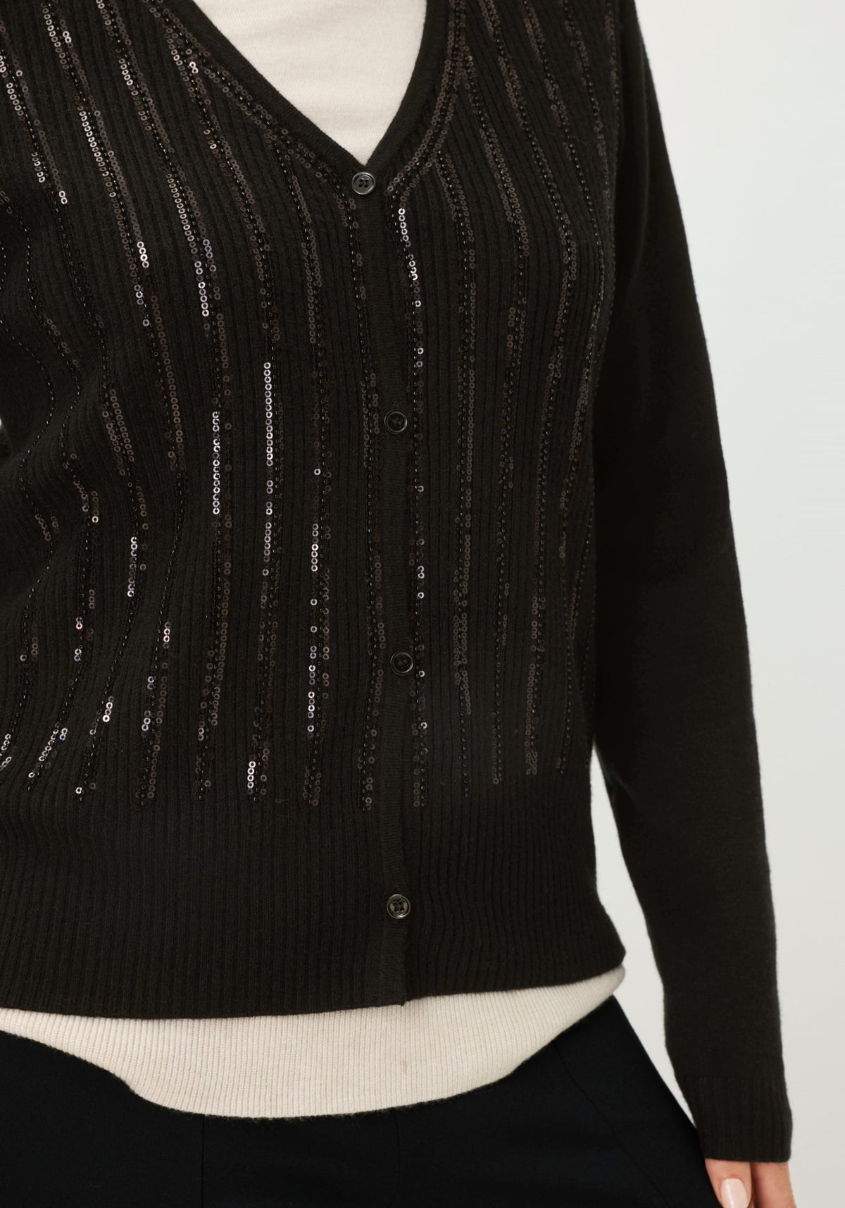 Cardigan en tricot côtelé avec paillettes