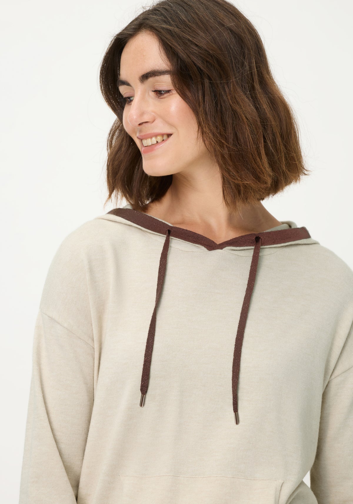 Knit Hoodie Pullover with Stripes