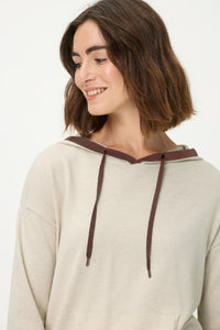 Knit Hoodie Pullover with Stripes