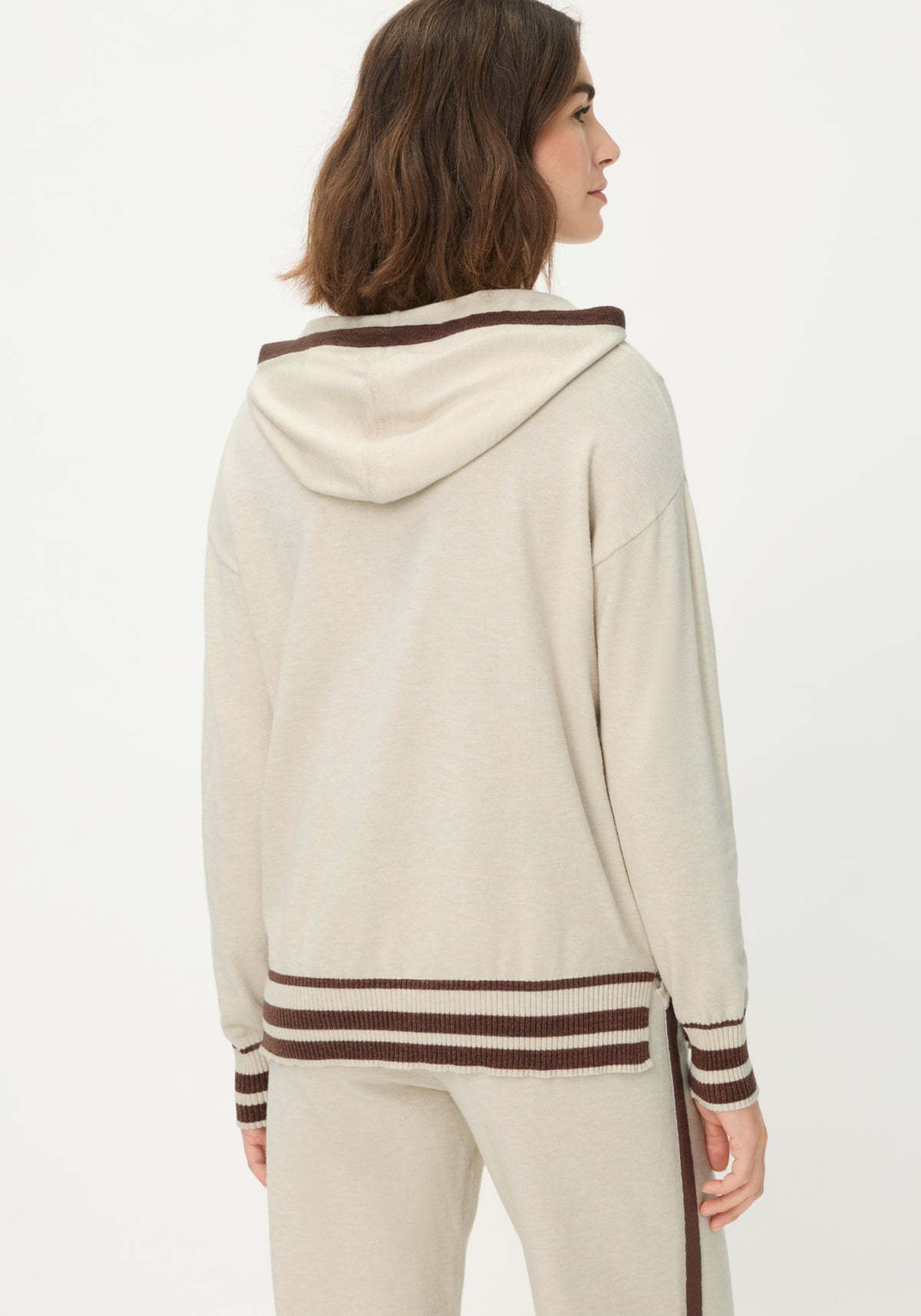 Knit Hoodie Pullover with Stripes
