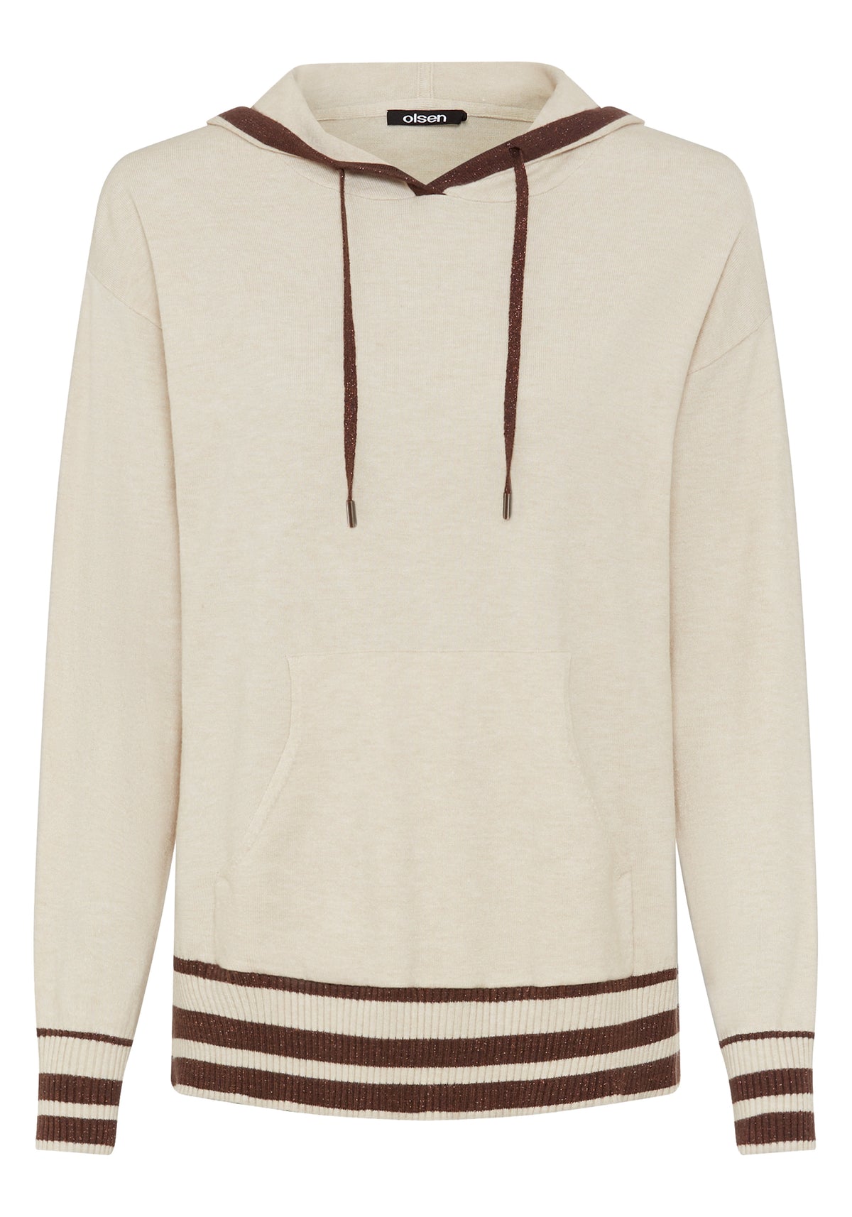 Knit Hoodie Pullover with Stripes