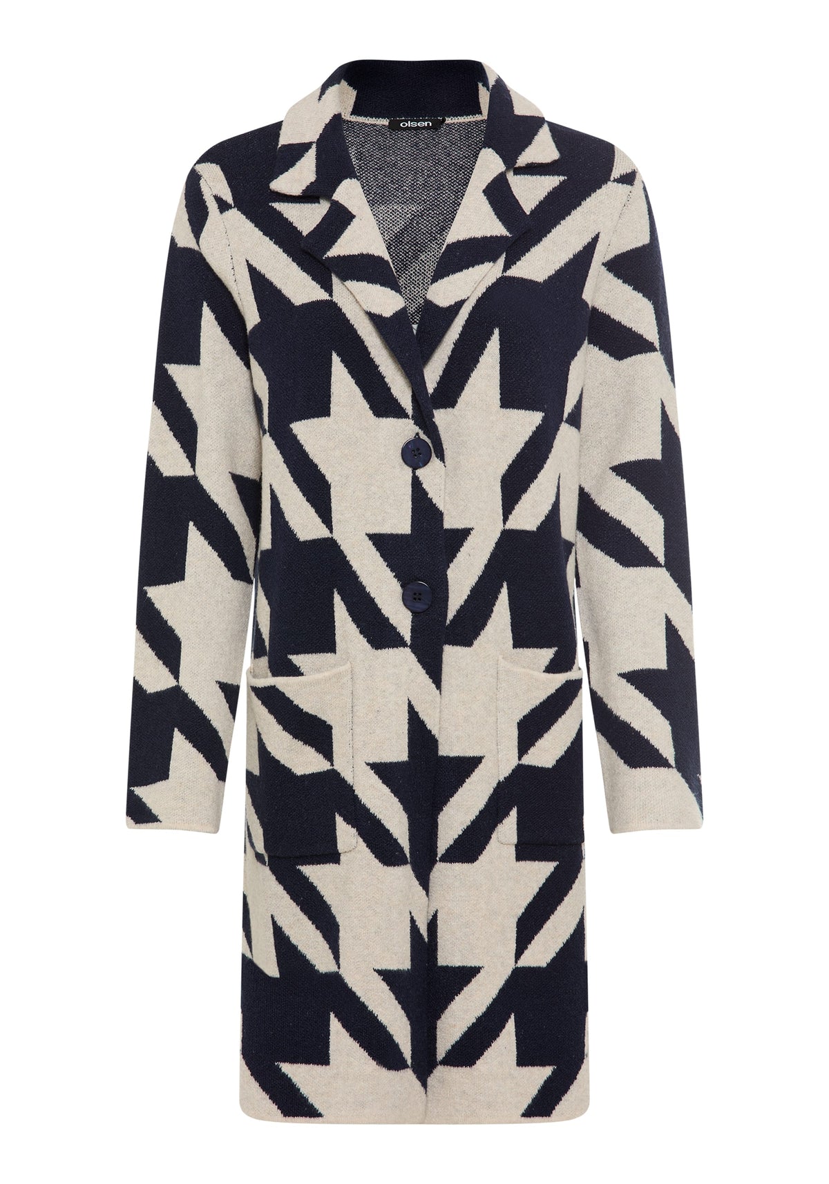 Longline Houndstooth Statement Cardigan