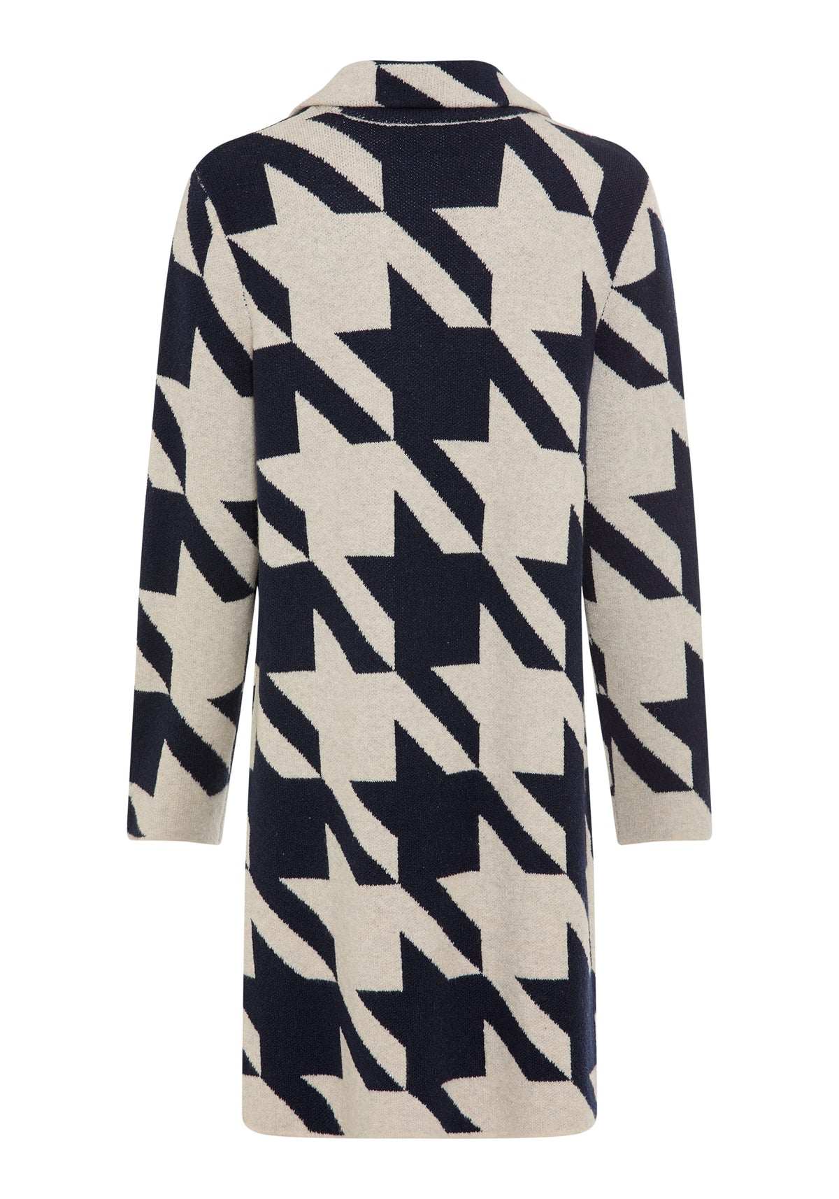 Longline Houndstooth Statement Cardigan