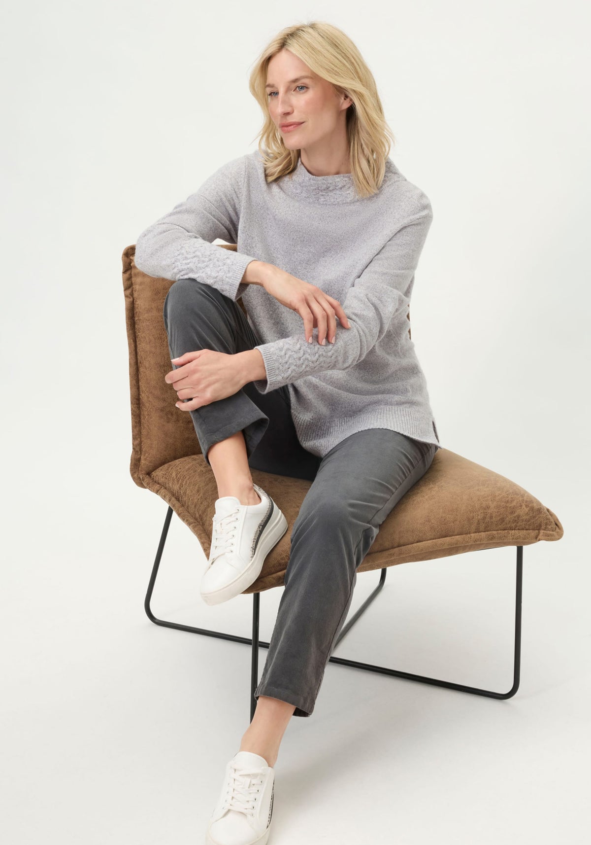 Col ras du cou en maille mélangée