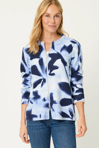 Abstract Floral Zip Cardigan