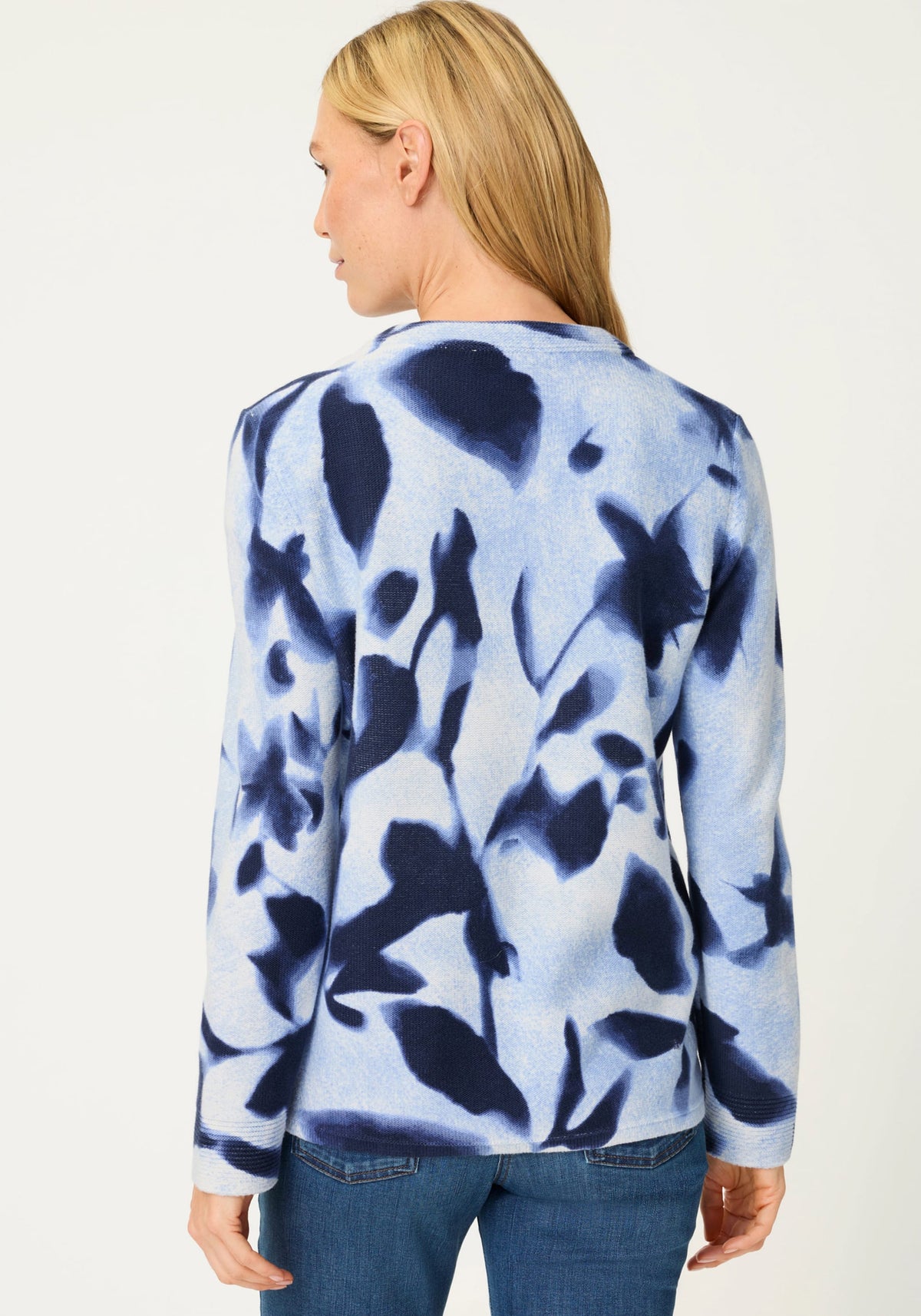 Cardigan zippé à motif floral abstrait