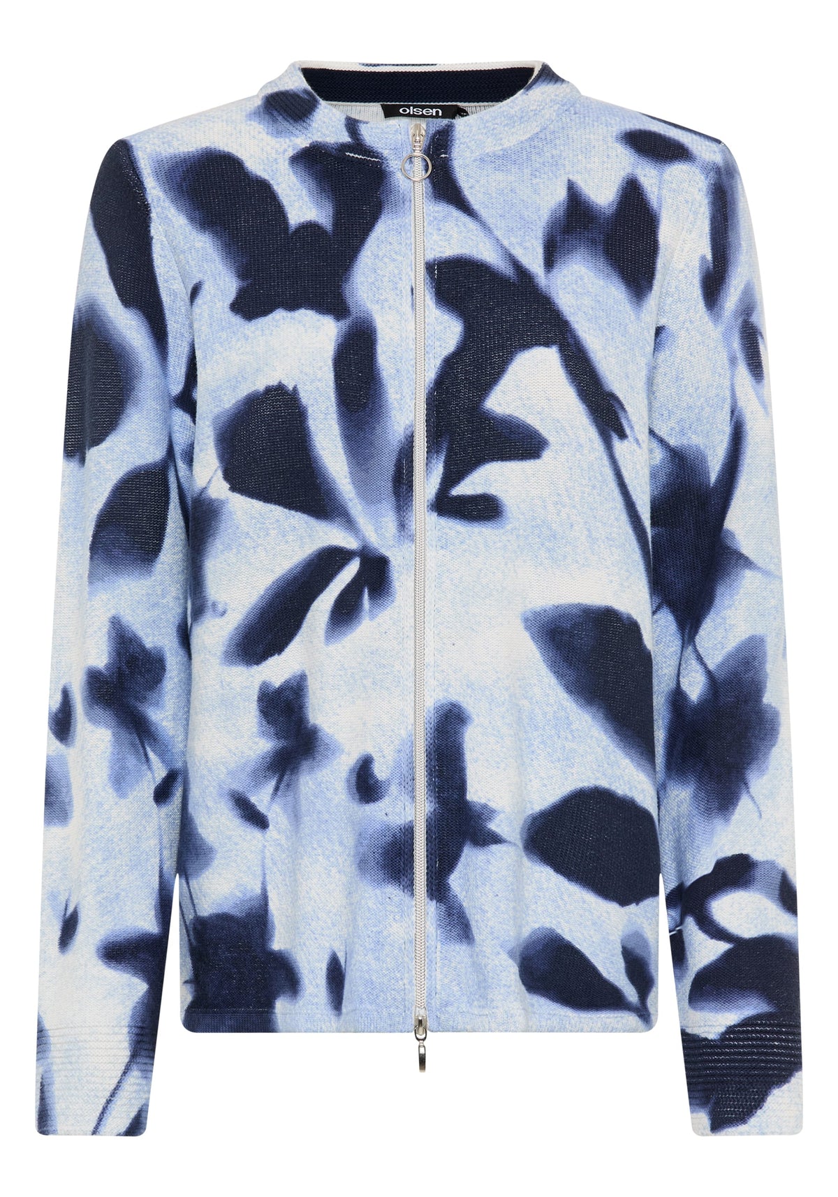 Cardigan zippé à motif floral abstrait