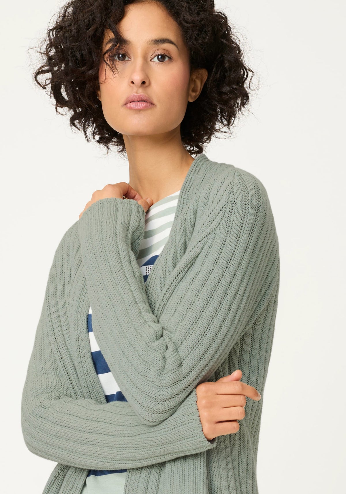 Rib Knit Open Front Cardigan