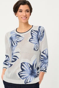 Floral Ajour Knit Sweater
