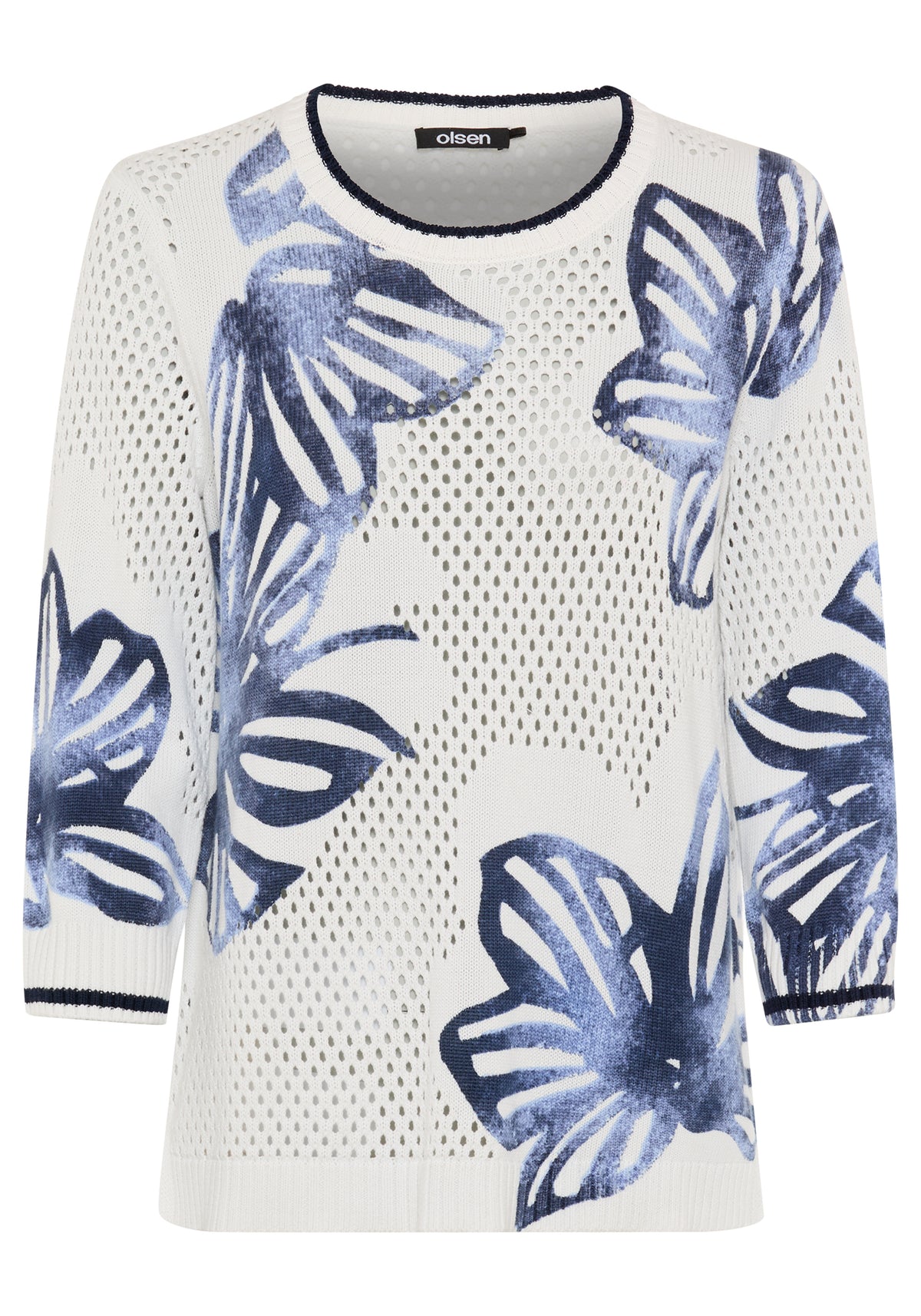 Pull en maille ajourée à motif floral