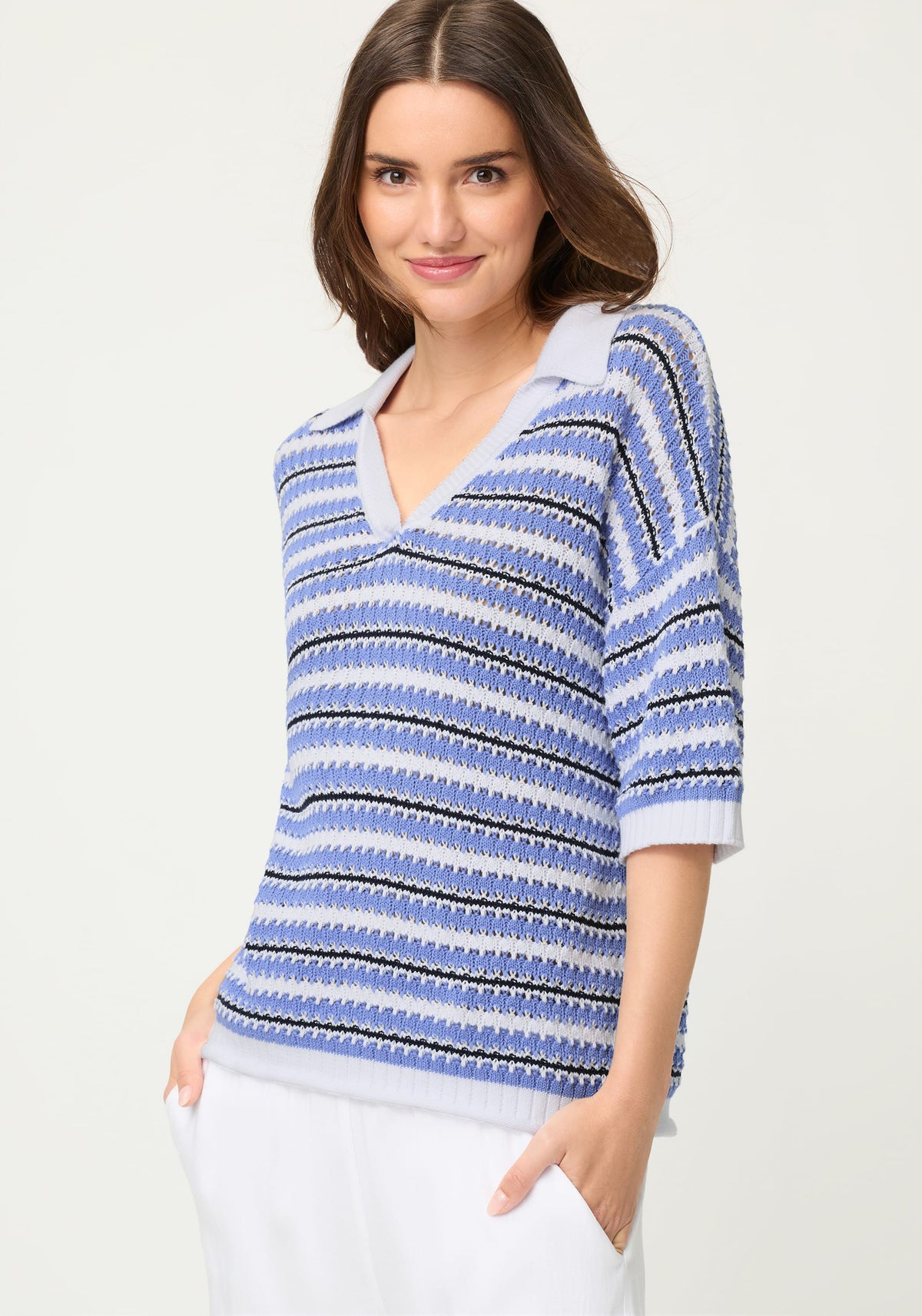 Stripe Polo Sweater