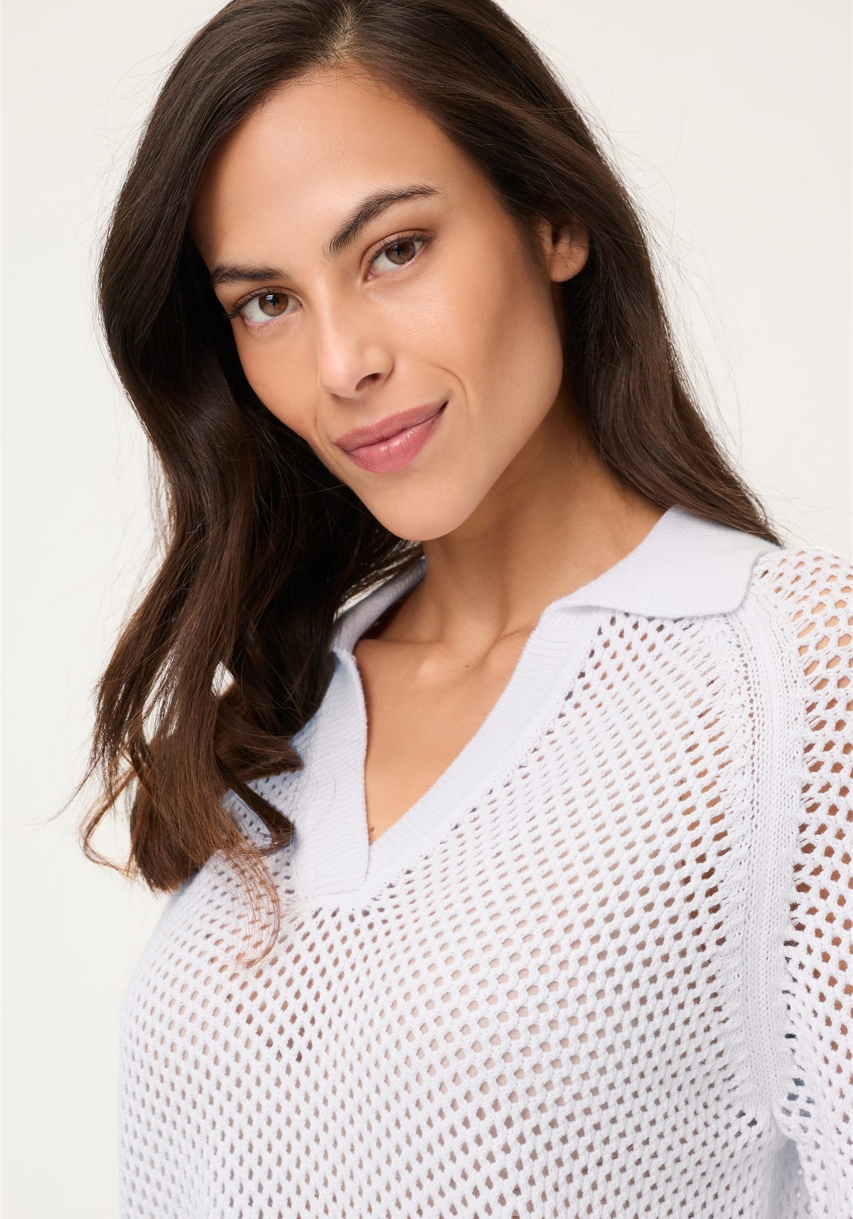 Ajour Knit Polo Sweater