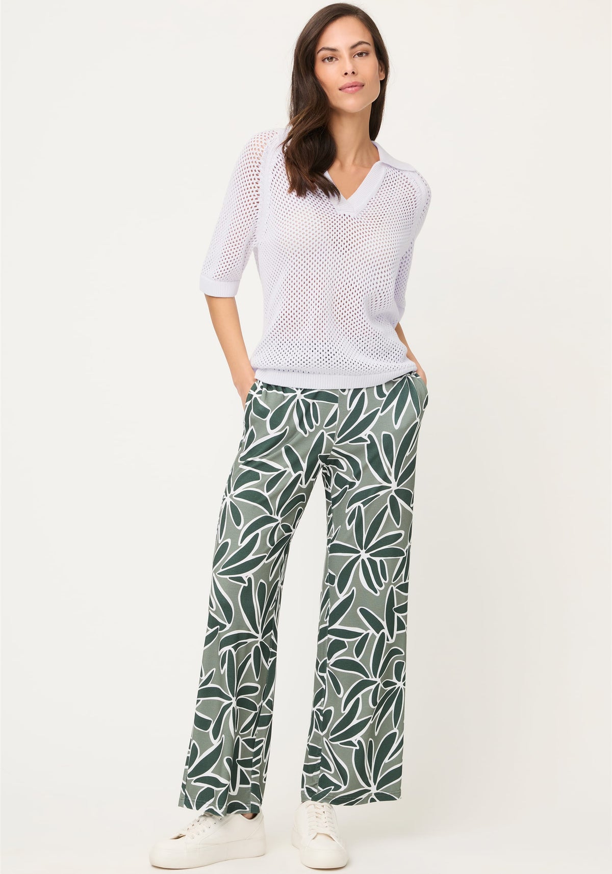 Ajour Knit Polo Sweater