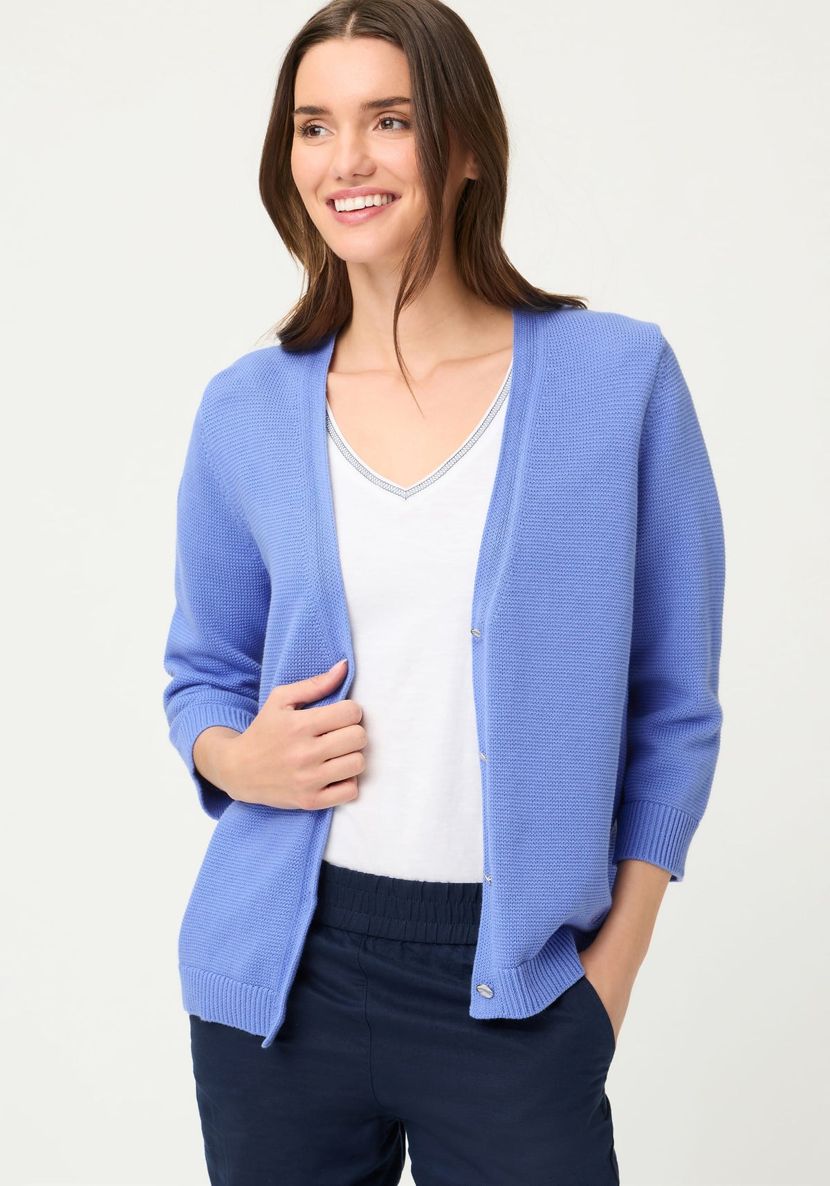 Solid V-Neck Cardigan