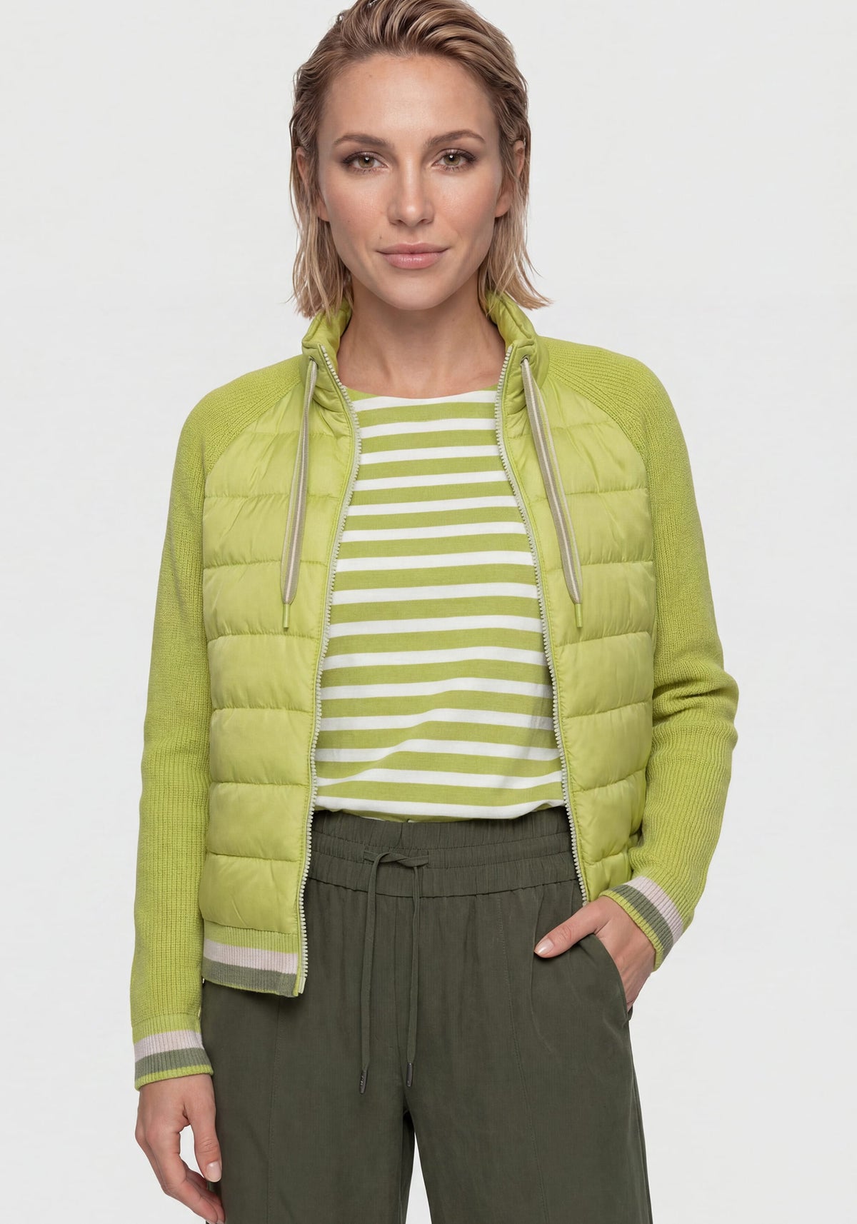 Mixed Media Zip Front Jacket