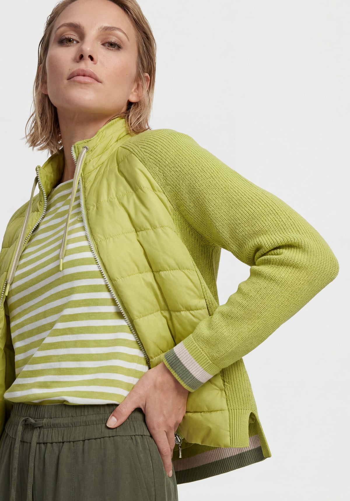 Mixed Media Zip Front Jacket