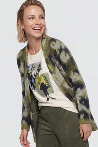 Cardigan en maille douce motif camouflage