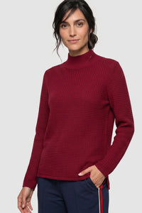 Stitch Interest Mock Neck Sweater