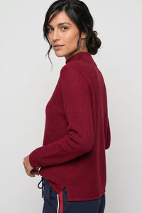 Stitch Interest Mock Neck Sweater