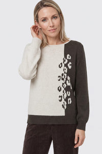 Pull à motif léopard en intarsia
