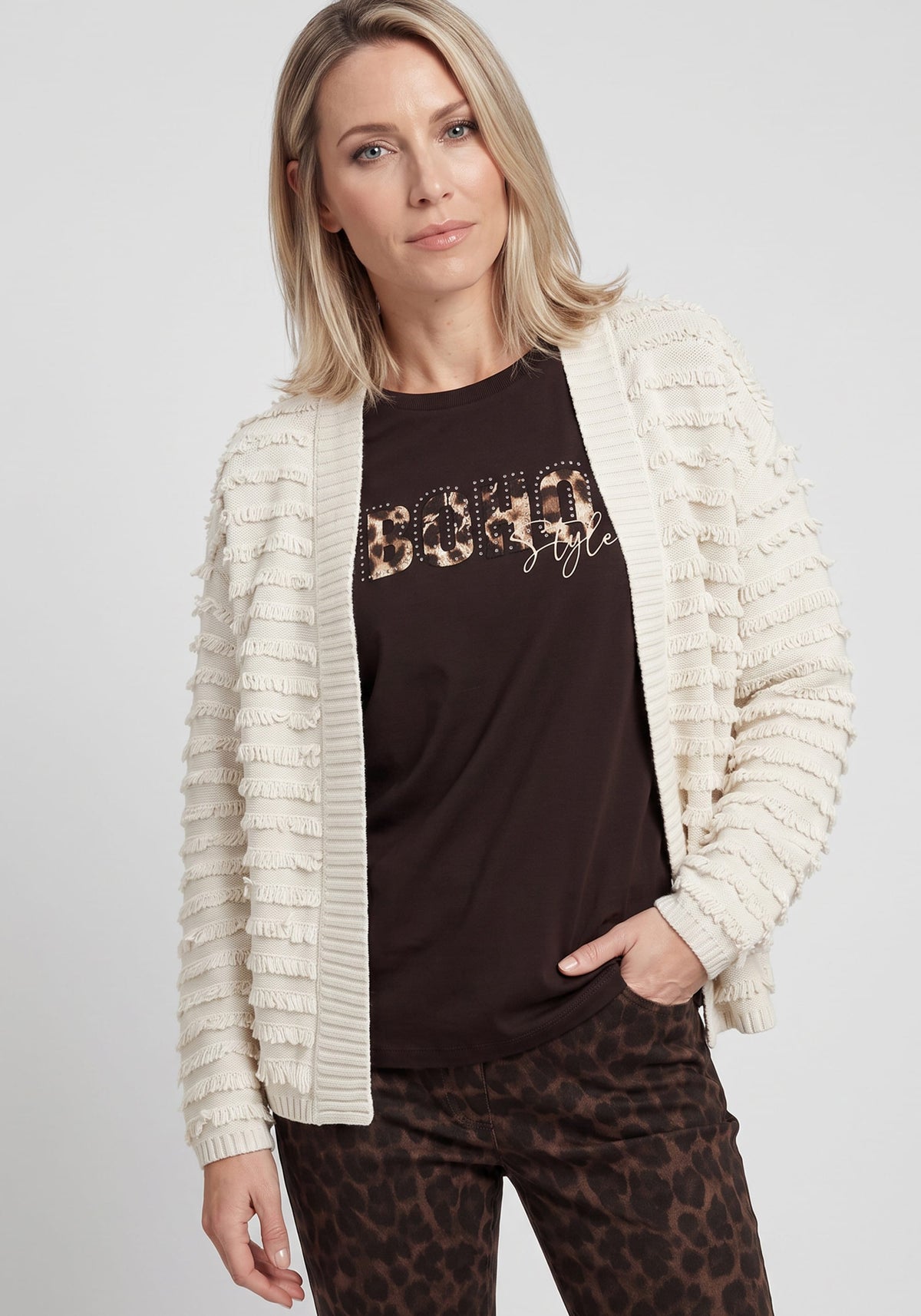 Cardigan en maille à franges