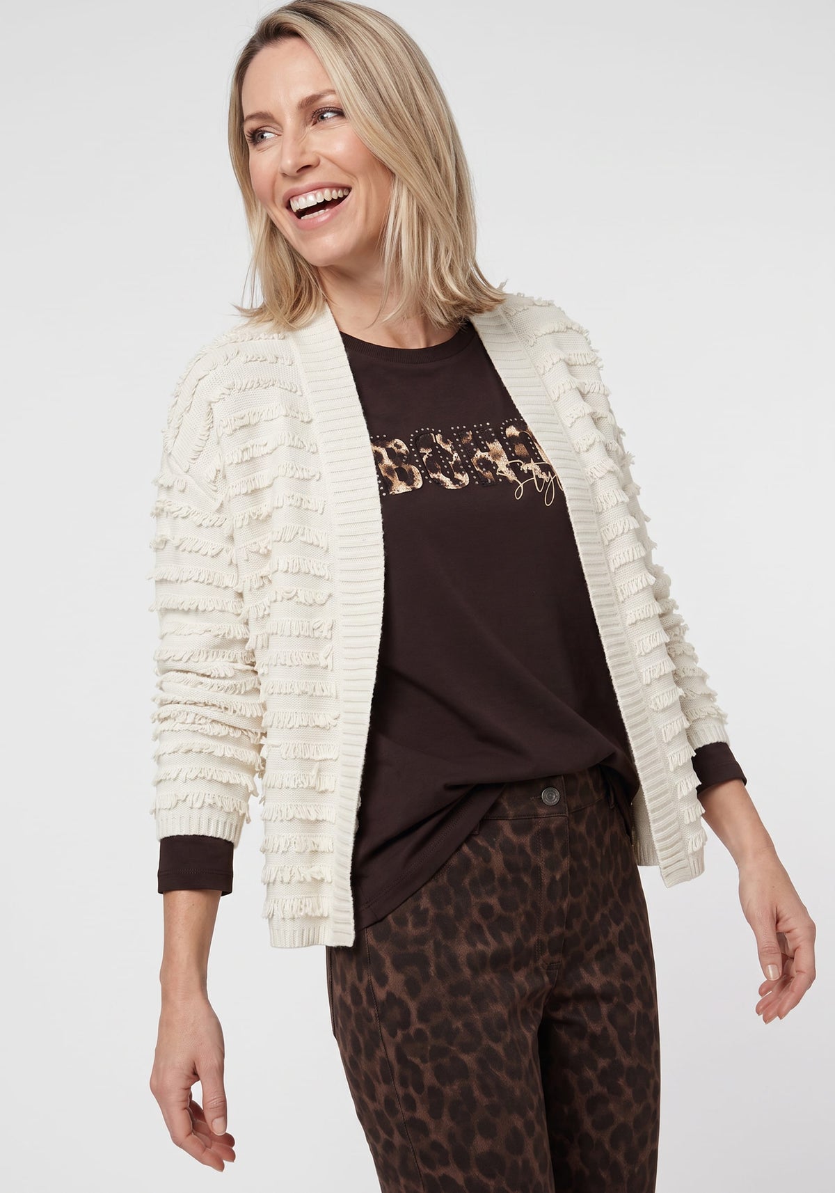 Cardigan en maille à franges