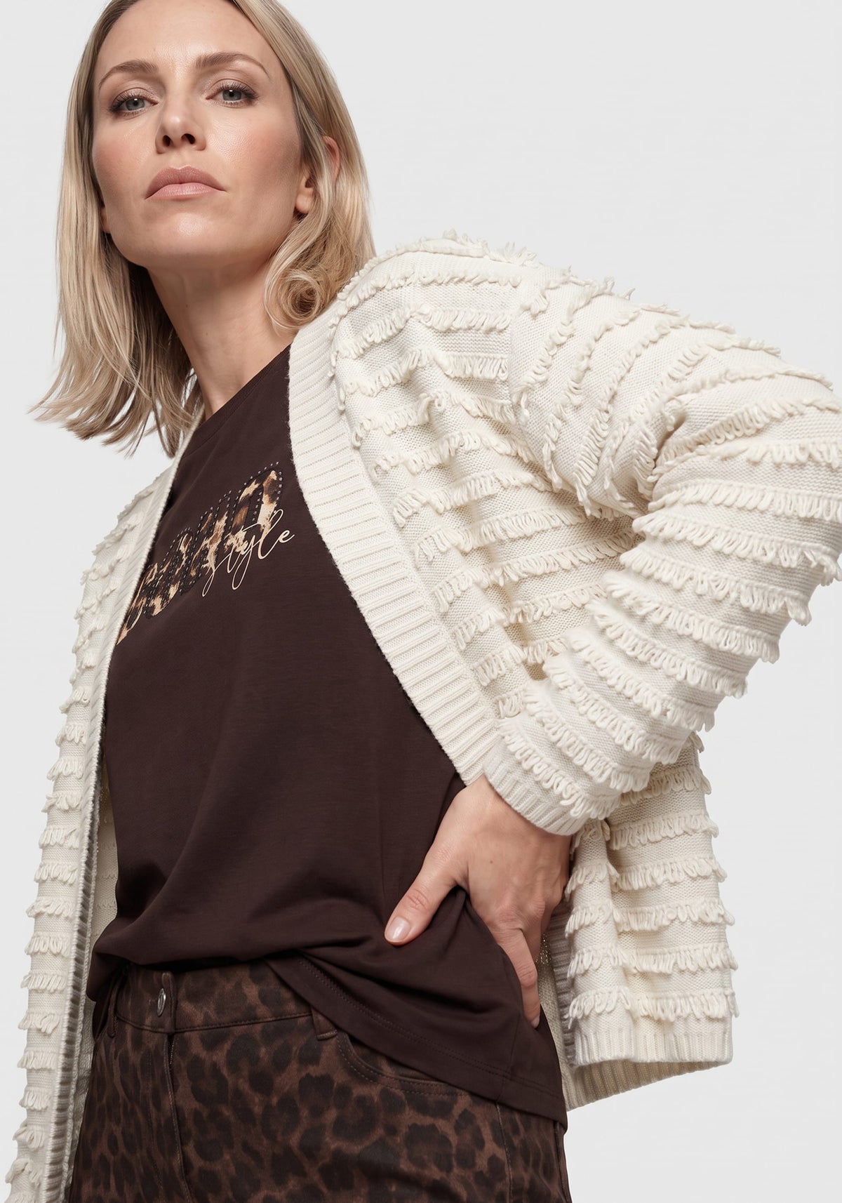 Cardigan en maille à franges